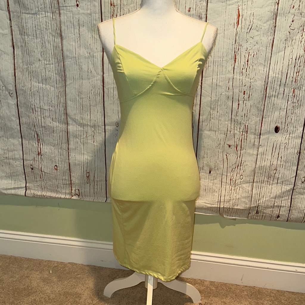 Elegant Lime Green Spaghetti Strap Dress